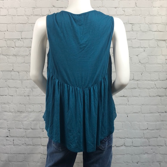 Style & Co Teal Lace Trim Tank Top Size XS - Picture 3 of 4